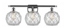  516-3W-PC-G122-8RW - Farmhouse Rope - 3 Light - 28 inch - Polished Chrome - Bath Vanity Light