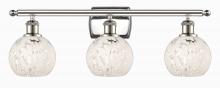  516-3W-PN-G1216-6WM - White Mouchette - 3 Light - 26 inch - Polished Nickel - Bath Vanity Light