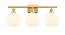  516-3W-SG-G1217-8WV - White Venetian - 3 Light - 28 inch - Satin Gold - Bath Vanity Light