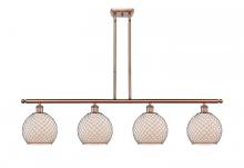  516-4I-AC-G121-8CBK - Farmhouse Chicken Wire - 4 Light - 48 inch - Antique Copper - Cord hung - Island Light