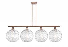  516-4I-AC-G1215-12 - Athens Water Glass - 4 Light - 50 inch - Antique Copper - Stem Hung - Island Light