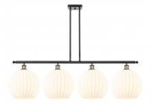  516-4I-BAB-G1217-12WV - White Venetian - 4 Light - 50 inch - Black Antique Brass - Stem Hung - Island Light