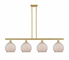  516-4I-SG-G121-8CBK - Farmhouse Chicken Wire - 4 Light - 48 inch - Satin Gold - Cord hung - Island Light