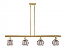  516-4I-SG-G1213-6SM - Athens Deco Swirl - 4 Light - 48 inch - Satin Gold - Cord hung - Island Light