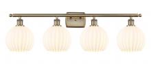  516-4W-AB-G1217-8WV - White Venetian - 4 Light - 38 inch - Antique Brass - Bath Vanity Light