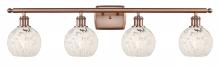  516-4W-AC-G1216-6WM - White Mouchette - 4 Light - 36 inch - Antique Copper - Bath Vanity Light