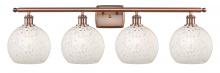  516-4W-AC-G1216-8WM - White Mouchette - 4 Light - 38 inch - Antique Copper - Bath Vanity Light