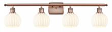  516-4W-AC-G1217-6WV - White Venetian - 4 Light - 36 inch - Antique Copper - Bath Vanity Light