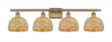  516-4W-BB-RBD-8-NAT - Woven Rattan - 4 Light - 38 inch - Brushed Brass - Bath Vanity Light