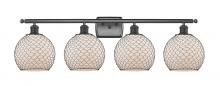  516-4W-BK-G121-8CBK - Farmhouse Chicken Wire - 4 Light - 38 inch - Matte Black - Bath Vanity Light