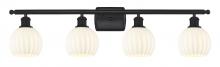  516-4W-BK-G1217-6WV - White Venetian - 4 Light - 36 inch - Matte Black - Bath Vanity Light