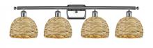  516-4W-PC-RBD-8-NAT - Woven Rattan - 4 Light - 38 inch - Polished Chrome - Bath Vanity Light