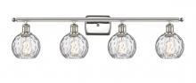  516-4W-PN-G1215-6 - Athens Water Glass - 4 Light - 36 inch - Polished Nickel - Bath Vanity Light