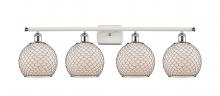  516-4W-WPC-G121-8CBK - Farmhouse Chicken Wire - 4 Light - 38 inch - White Polished Chrome - Bath Vanity Light