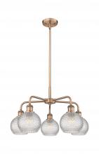  516-5CR-AC-G122C-6CL - Athens - 5 Light - 24 inch - Antique Copper - Chandelier