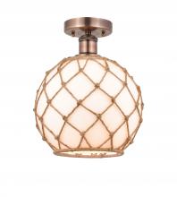  616-1F-AC-G121-10RB - Farmhouse Rope - 1 Light - 10 inch - Antique Copper - Semi-Flush Mount