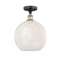  616-1F-BAB-G1216-12WM - White Mouchette - 1 Light - 12 inch - Black Antique Brass - Semi-Flush Mount