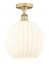  616-1F-BB-G1217-12WV - White Venetian - 1 Light - 12 inch - Brushed Brass - Semi-Flush Mount