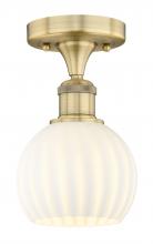  616-1F-BB-G1217-6WV - White Venetian - 1 Light - 6 inch - Brushed Brass - Semi-Flush Mount