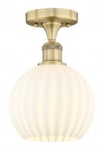  616-1F-BB-G1217-8WV - White Venetian - 1 Light - 8 inch - Brushed Brass - Semi-Flush Mount