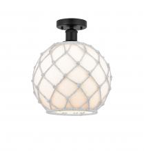  616-1F-BK-G121-10RW - Farmhouse Rope - 1 Light - 10 inch - Matte Black - Semi-Flush Mount