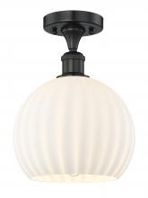  616-1F-BK-G1217-10WV - White Venetian - 1 Light - 10 inch - Matte Black - Semi-Flush Mount