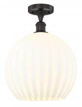  616-1F-OB-G1217-14WV - White Venetian - 1 Light - 14 inch - Oil Rubbed Bronze - Semi-Flush Mount