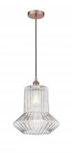  616-1P-AC-G212 - Springwater - 1 Light - 12 inch - Antique Copper - Cord hung - Mini Pendant