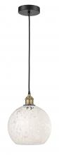  616-1P-BAB-G1216-10WM - White Mouchette - 1 Light - 10 inch - Black Antique Brass - Cord Hung - Mini Pendant