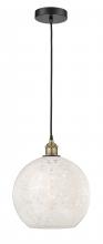  616-1P-BAB-G1216-12WM - White Mouchette - 1 Light - 12 inch - Black Antique Brass - Cord Hung - Mini Pendant