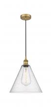  616-1P-BB-GBC-124 - Berkshire - 1 Light - 12 inch - Brushed Brass - Cord hung - Mini Pendant