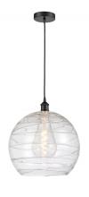  616-1P-BK-G1213-14 - Athens Deco Swirl - 1 Light - 14 inch - Matte Black - Cord hung - Pendant