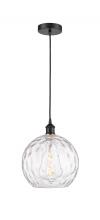  616-1P-BK-G1215-10 - Athens Water Glass - 1 Light - 10 inch - Matte Black - Cord hung - Mini Pendant