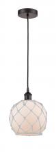  616-1P-OB-G121-8RW - Farmhouse Rope - 1 Light - 8 inch - Oil Rubbed Bronze - Cord hung - Mini Pendant