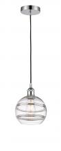  616-1P-PC-G556-8CL - Rochester - 1 Light - 8 inch - Polished Chrome - Cord hung - Mini Pendant