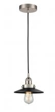  616-1PH-SN-M6-BK - Edison - 1 Light - 8 inch - Brushed Satin Nickel - Cord hung - Mini Pendant