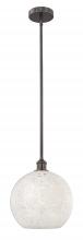  616-1S-OB-G1216-12WM - White Mouchette - 1 Light - 12 inch - Oil Rubbed Bronze - Stem Hung - Mini Pendant