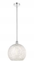  616-1S-PC-G1216-14WM - White Mouchette - 1 Light - 14 inch - Polished Chrome - Stem Hung - Pendant