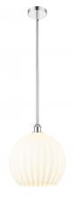  616-1S-PC-G1217-14WV - White Venetian - 1 Light - 14 inch - Polished Chrome - Stem Hung - Pendant