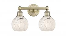  616-2W-AB-G1216-6WM - White Mouchette - 2 Light - 15 inch - Antique Brass - Bath Vanity Light