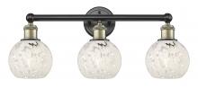  616-3W-BAB-G1216-6WM - White Mouchette - 3 Light - 24 inch - Black Antique Brass - Bath Vanity Light