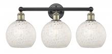  616-3W-BAB-G1216-8WM - White Mouchette - 3 Light - 26 inch - Black Antique Brass - Bath Vanity Light