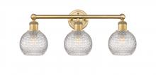  616-3W-BB-G122C-6CL - Athens - 3 Light - 24 inch - Brushed Brass - Bath Vanity Light