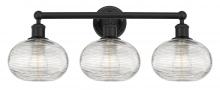  616-3W-BK-G555-8CL - Ithaca - 3 Light - 26 inch - Matte Black - Bath Vanity Light