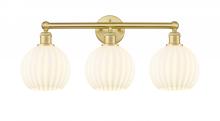  616-3W-SG-G1217-8WV - White Venetian - 3 Light - 26 inch - Satin Gold - Bath Vanity Light