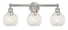  616-3W-SN-G1216-6WM - White Mouchette - 3 Light - 24 inch - Brushed Satin Nickel - Bath Vanity Light