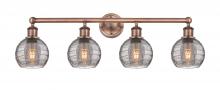  616-4W-AC-G1213-6SM - Athens Deco Swirl - 4 Light - 33 inch - Antique Copper - Bath Vanity Light