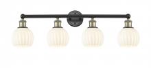  616-4W-BAB-G1217-6WV - White Venetian - 4 Light - 33 inch - Black Antique Brass - Bath Vanity Light