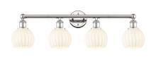  616-4W-PN-G1217-6WV - White Venetian - 4 Light - 33 inch - Polished Nickel - Bath Vanity Light