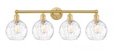  616-4W-SG-G1215-8 - Athens Water Glass - 4 Light - 35 inch - Satin Gold - Bath Vanity Light